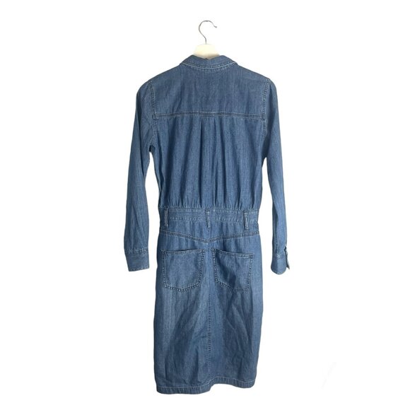 Madewell Blue Denim Midi Shirt Dress Size 00 Preppy Jean Casual - Picture 6 of 9